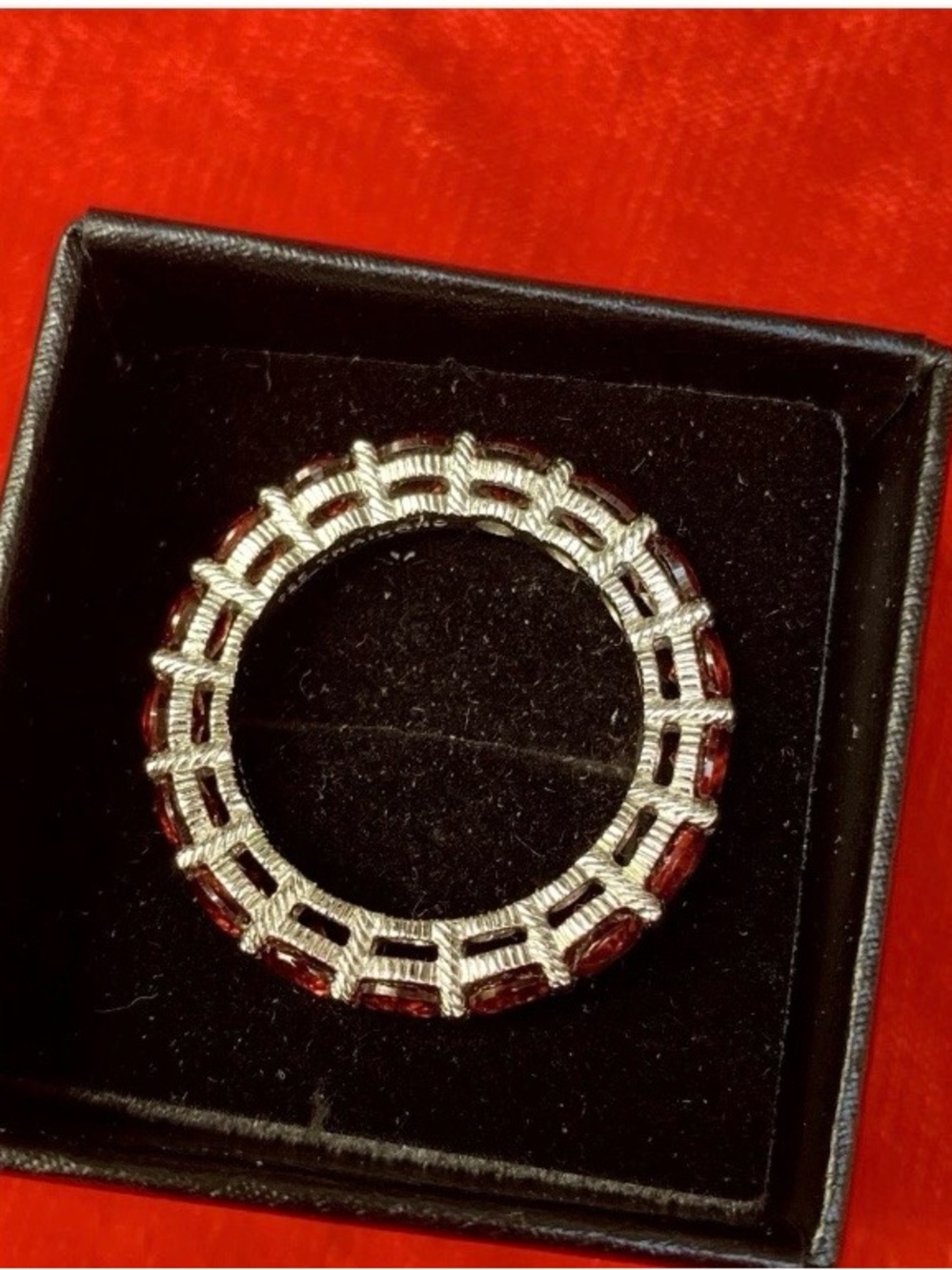 Judith Ripka Garnet Red Crystal Eternity Band - Picture 2 of 3